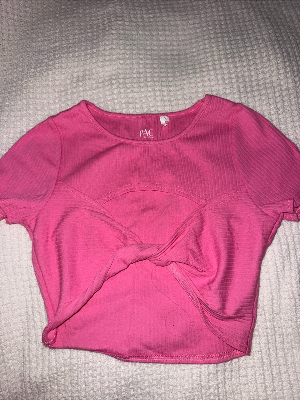 PacSun Hot Pink Twist-Front Ribbed Crop Top